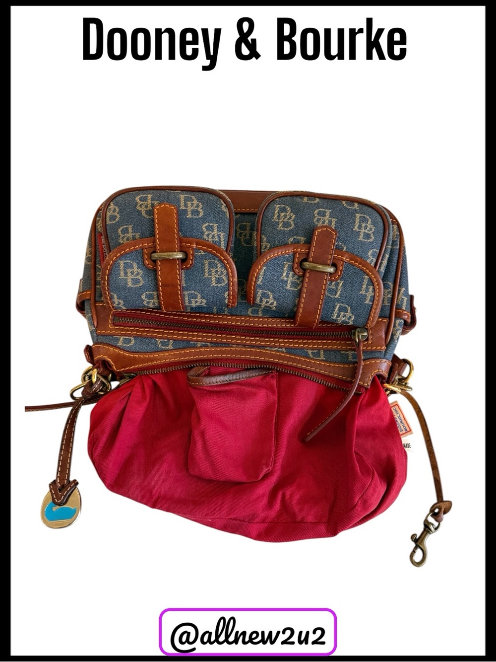 Reserved Dooney & Bourke Vintage Denim Monogram Hobo Baguette Bag - Picture 11 of 14